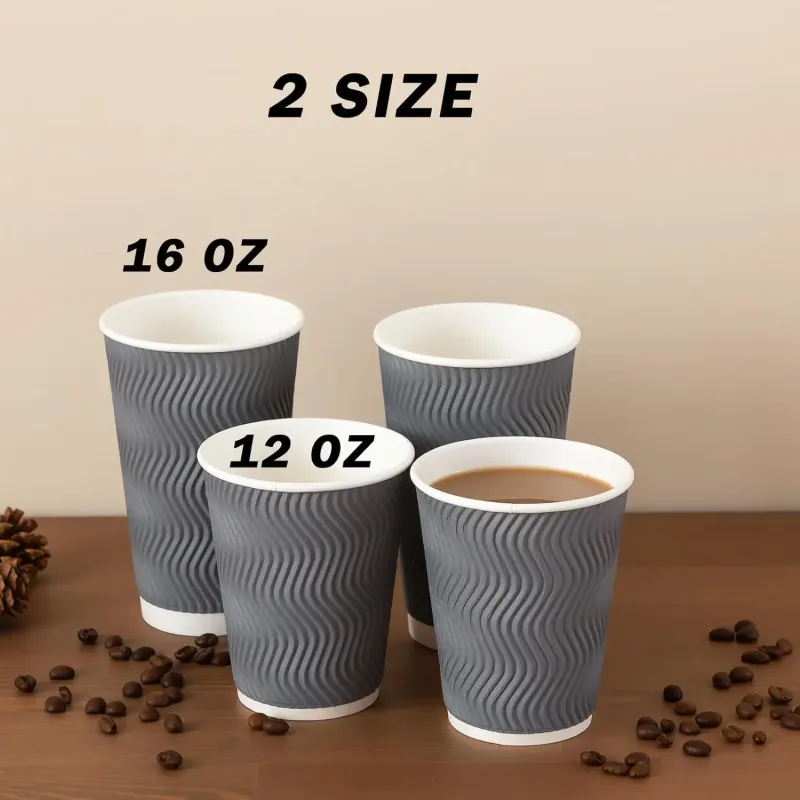 Recyclable Ripple wall Corrugated paper Custom Logo Disposable Coffee paper cups
