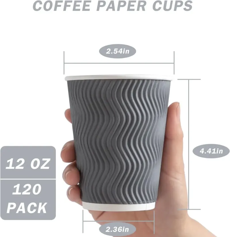 Recyclable Ripple wall Corrugated paper Custom Logo Disposable Coffee paper cups