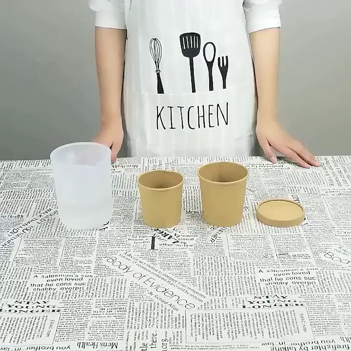 food grade craft paper soup cups ice cream dessert cup with lids custom logo