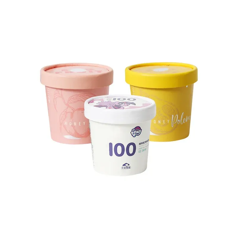 500ml logo customize printed white paper soup cups with lid and spoon