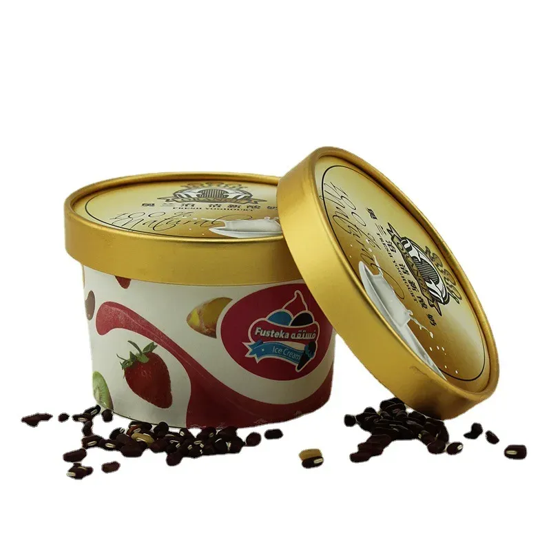 500ml logo customize printed white paper soup cups with lid and spoon