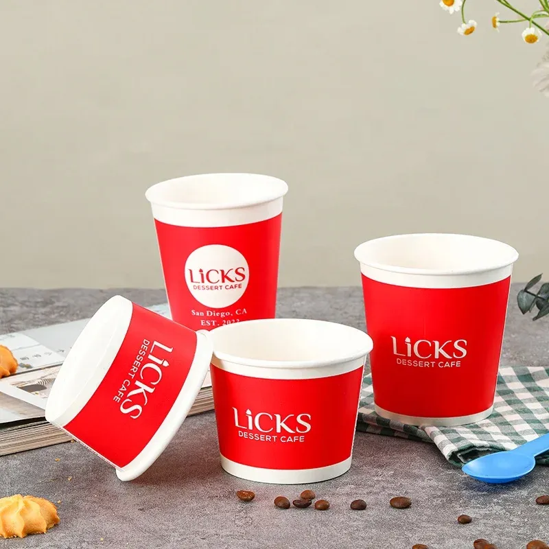 Wholesale Custom Logo Disposable Paper Soup Cups 10oz & 16oz Sizes with Lid
