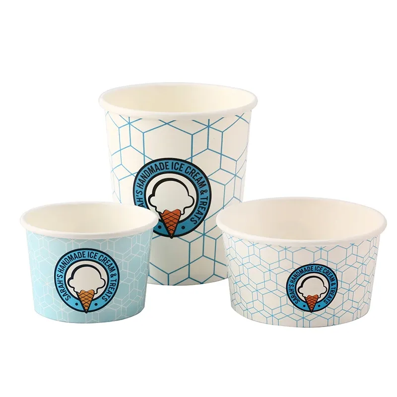 Food Grade Ice Cream Paper Cups with Personal Logo Disposable ice cream Packaging cups