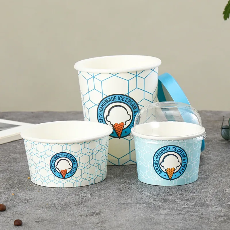 Food Grade Ice Cream Paper Cups with Personal Logo Disposable ice cream Packaging cups