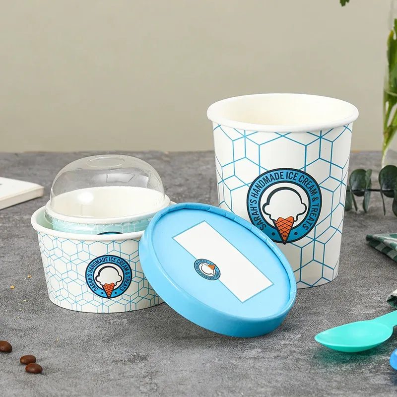 Food Grade Ice Cream Paper Cups with Personal Logo Disposable ice cream Packaging cups