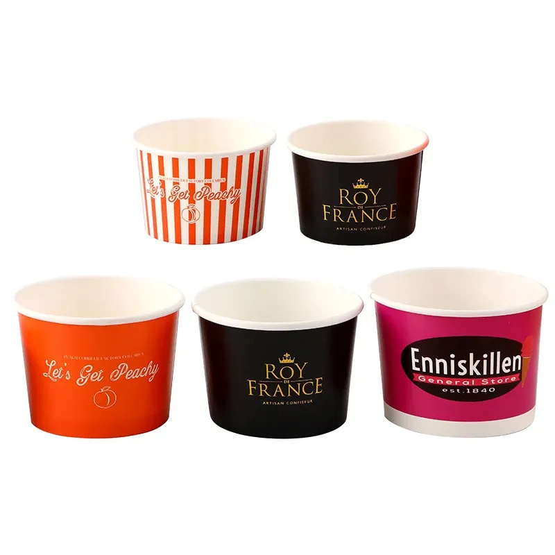 High quality disposable custom printed soup paper cup with plastic lids