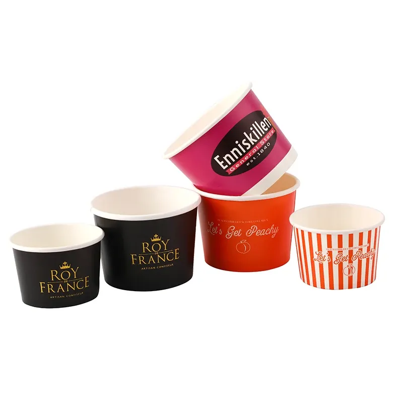 High quality disposable custom printed soup paper cup with plastic lids