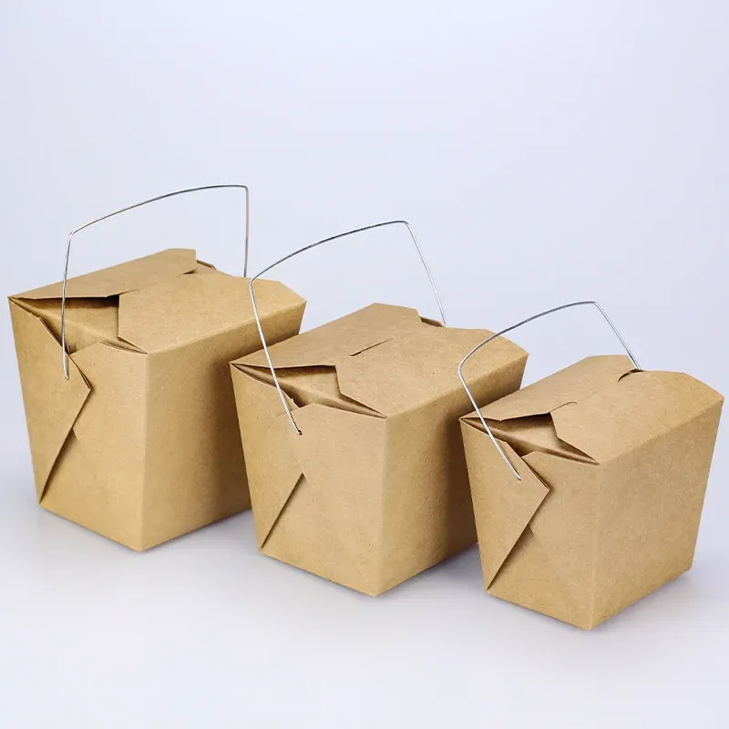 Kraft Paper Packing Box for Noodles Takeout Fast Food Fried Chicken Salad Food Packaging Box