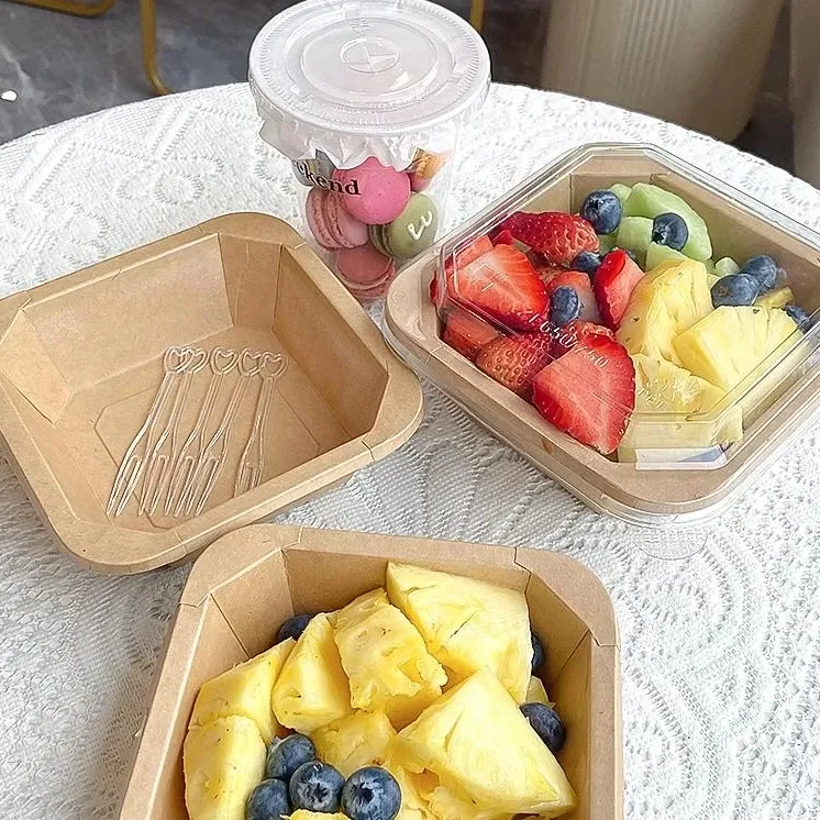 Manufacturer Customized Disposable Kraft Paper Octagonal Bowl Square Lunch Box Bowl