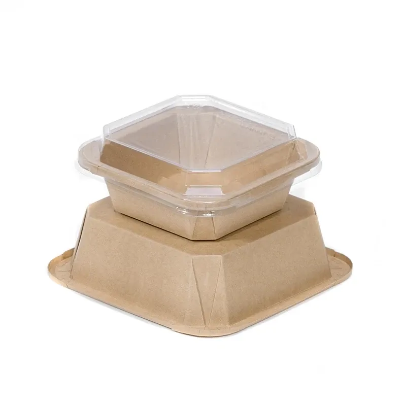 Manufacturer Customized Disposable Kraft Paper Octagonal Bowl Square Lunch Box Bowl
