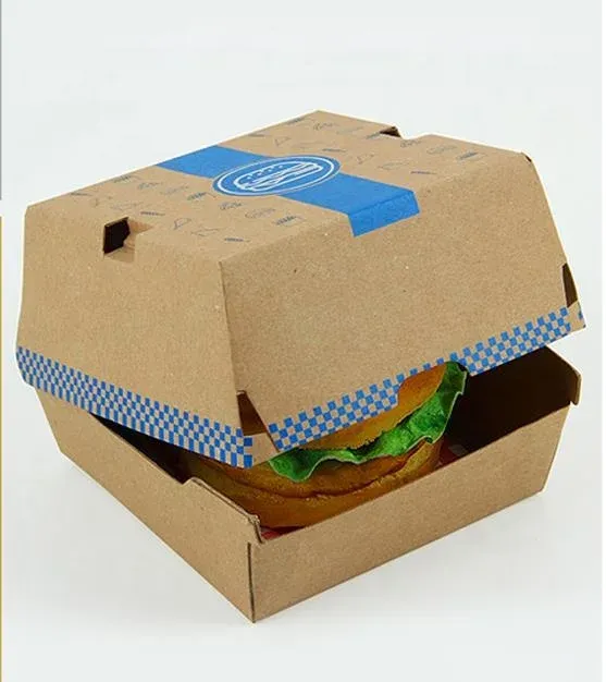 Kraft Paper Hamburger Box Environment Friendly Food Takeaway Box Food Packaging Box
