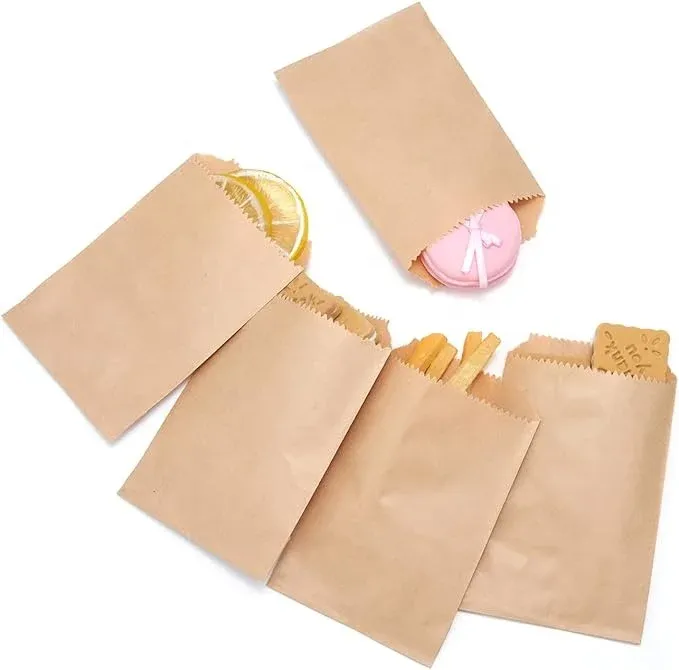 OEM inch craft paper bag small flat party gift bag suitable for bread biscuit sandwich pack bags