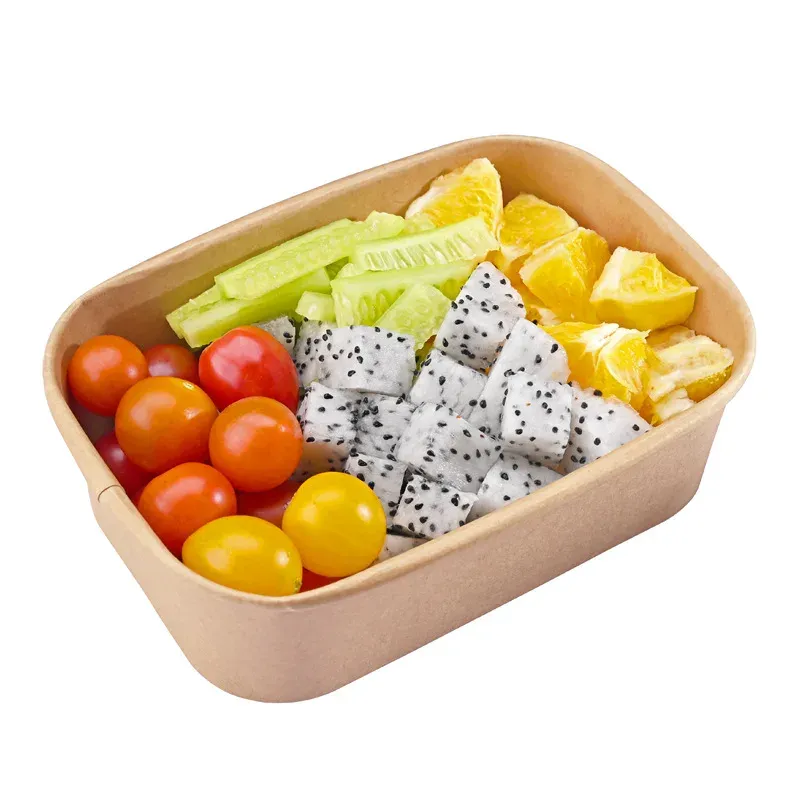 disposable fast food bowl salad fruit packing container rectangular fried rice takeaway lunch bowl