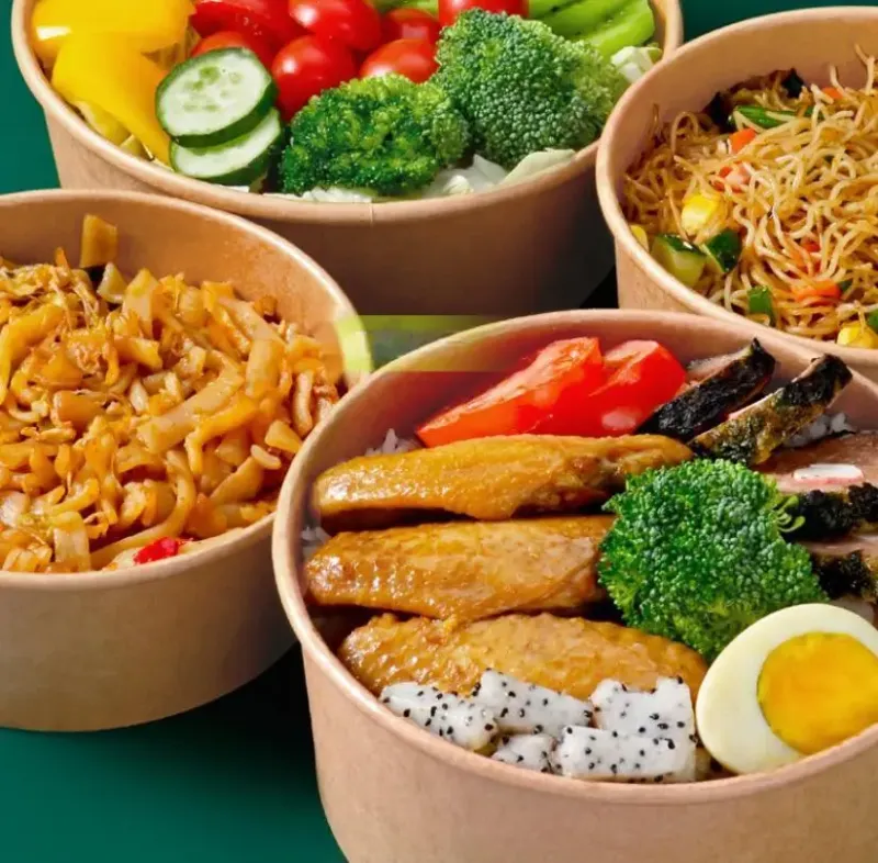 Disposable fruit bowl Round takeaway box bowl craft paper salad bowls