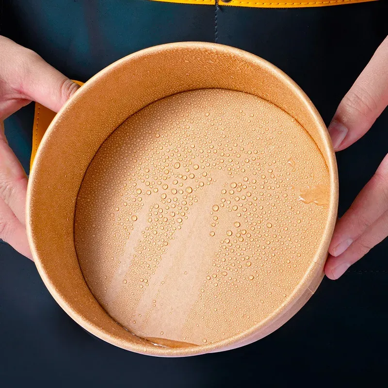 Disposable fruit bowl Round takeaway box bowl craft paper salad bowls