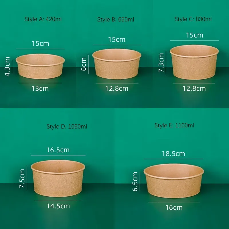 Disposable fruit bowl Round takeaway box bowl craft paper salad bowls