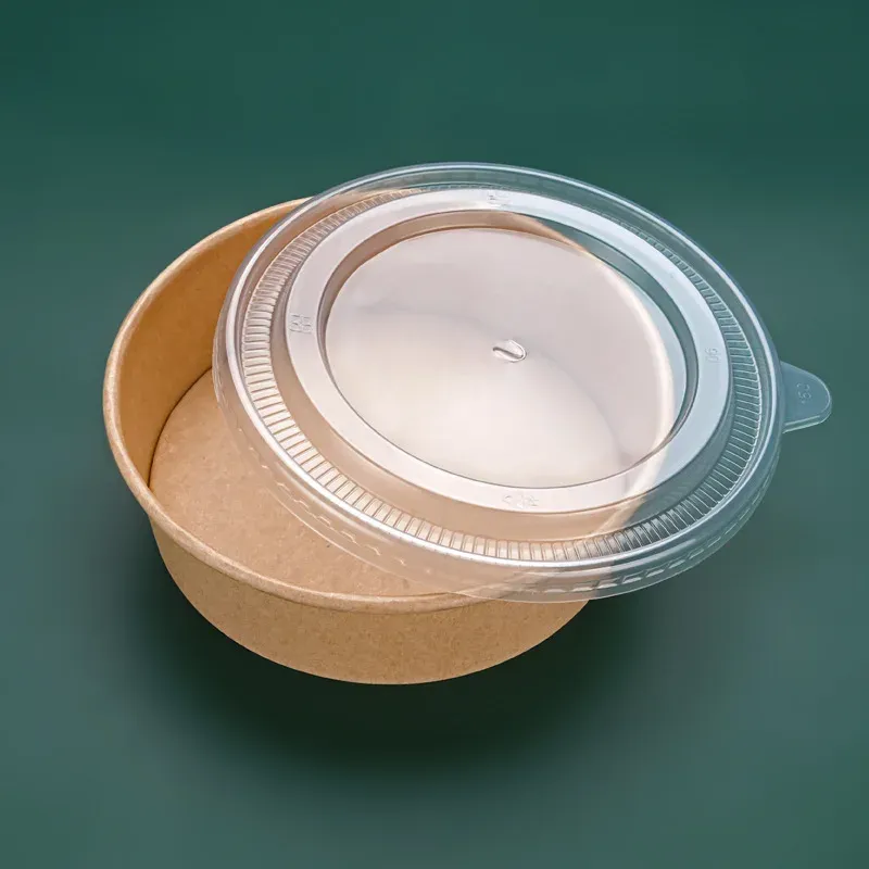 Eco-friendly Take Away Paper Food Container Bowl Disposable Paper Fruit Kraft Paper Salad Bowl