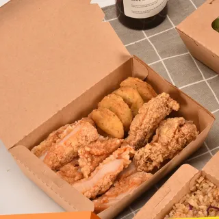 Wholesale Disposable Kraft Paper Takeaway Square bowl Food Take Out Paper Bowls