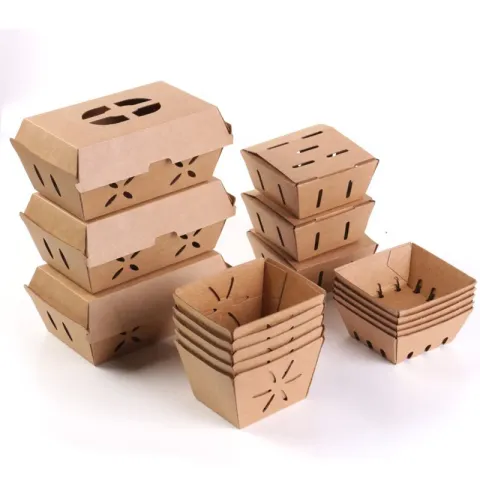 Micro Corrugated Fruit Packaging Bowl Vegetable packaging Hollow Bowl craft paper lunch bowls