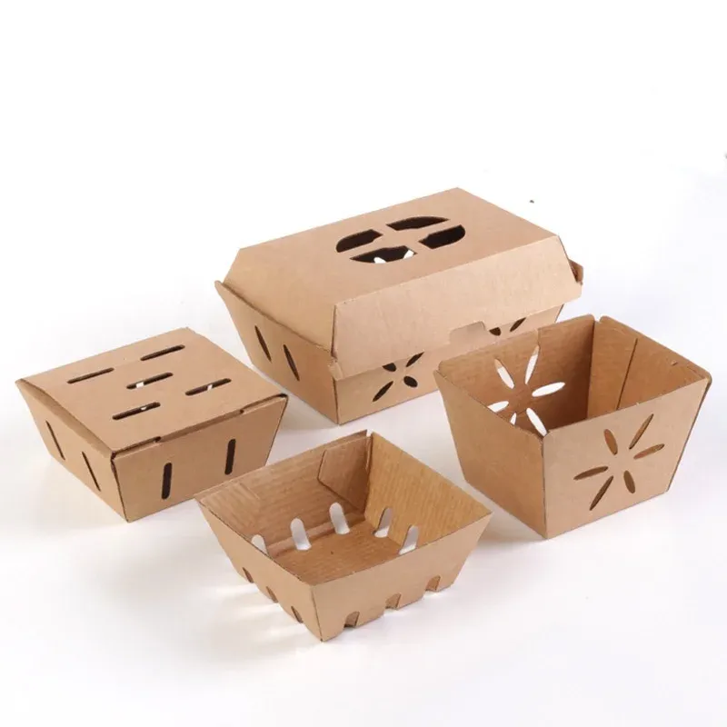 Micro Corrugated Fruit Packaging Bowl Vegetable packaging Hollow Bowl craft paper lunch bowls