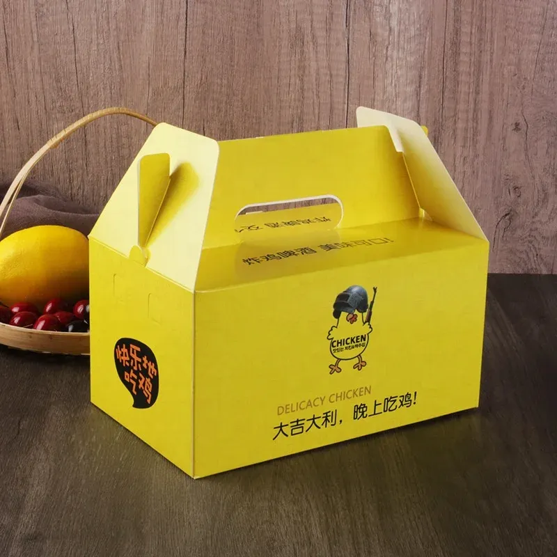 खाद्य पैकेजिंग बॉक्स डिस्पोजेबल टेकअवे लंच बॉक्स पोर्टेबल ऑयल-प्रूफ पेपर पैकेजिंग बॉक्स