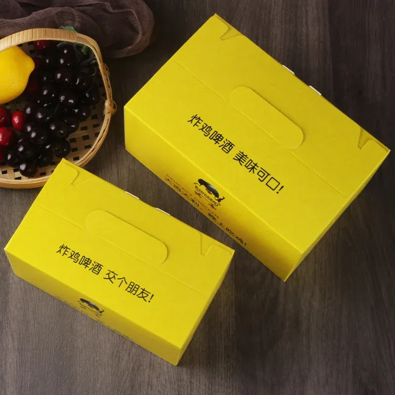 खाद्य पैकेजिंग बॉक्स डिस्पोजेबल टेकअवे लंच बॉक्स पोर्टेबल ऑयल-प्रूफ पेपर पैकेजिंग बॉक्स