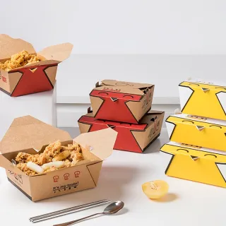 Disposable Kraft Paper Packaging Lunch Box OEM Print Takeaway Paper Degradable Food Boxes