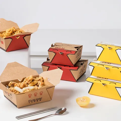 Boîte à lunch jetable en papier kraft avec impression OEM Boîtes à emporter en papier dégradables pour aliments