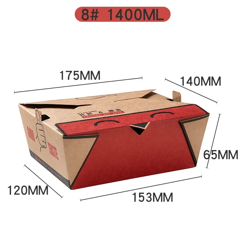 Disposable Kraft Paper Packaging Lunch Box OEM Print Takeaway Paper Degradable Food Boxes