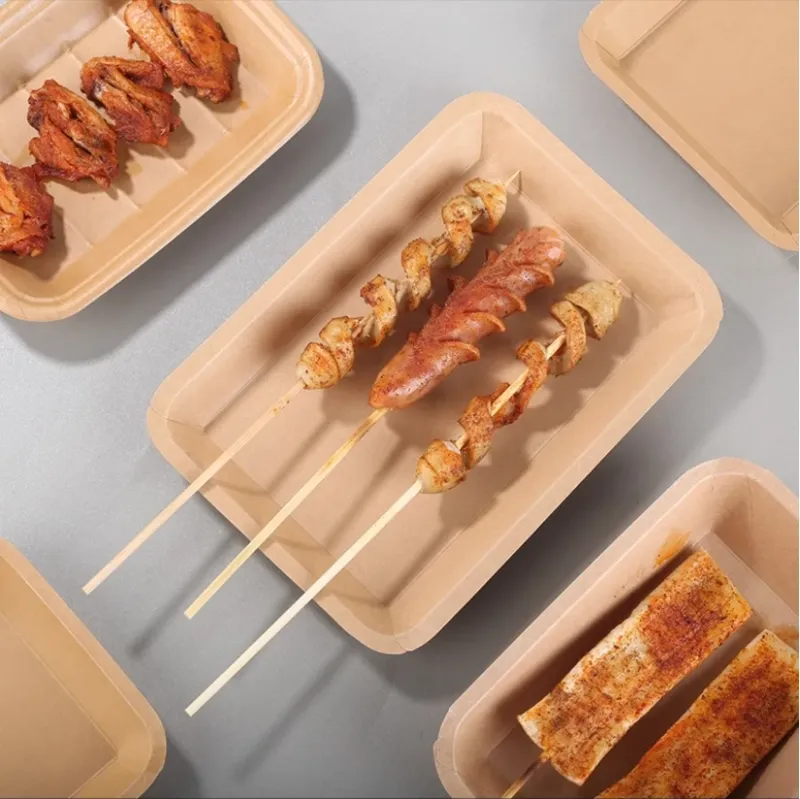 wholesale Disposable biodegradable craft Paper Food Tray bowl Disposable Food box Bowls