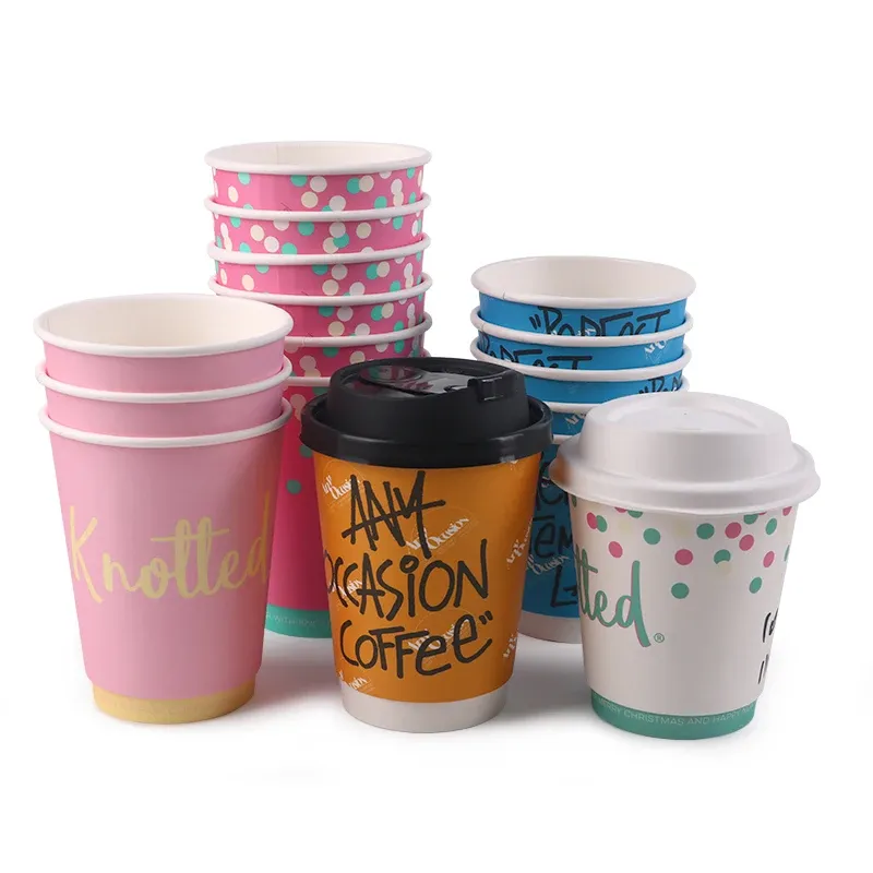 XYJ कस्टम प्रिंटेड सिंगल वॉल डिस्पोजेबल कॉफी कप क्राफ्ट क्राफ्ट पेपर ढक्कन के साथ टेकअवे के लिए