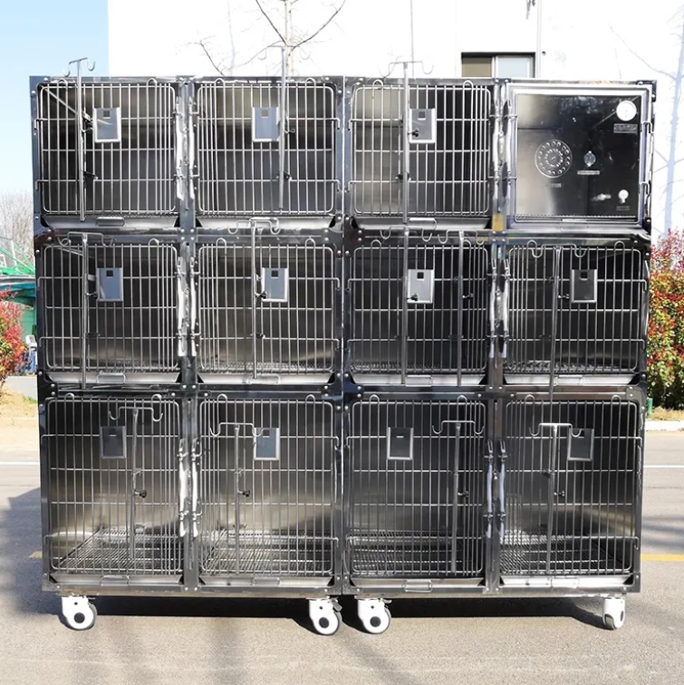 Stainless steel veterinary clinic cage