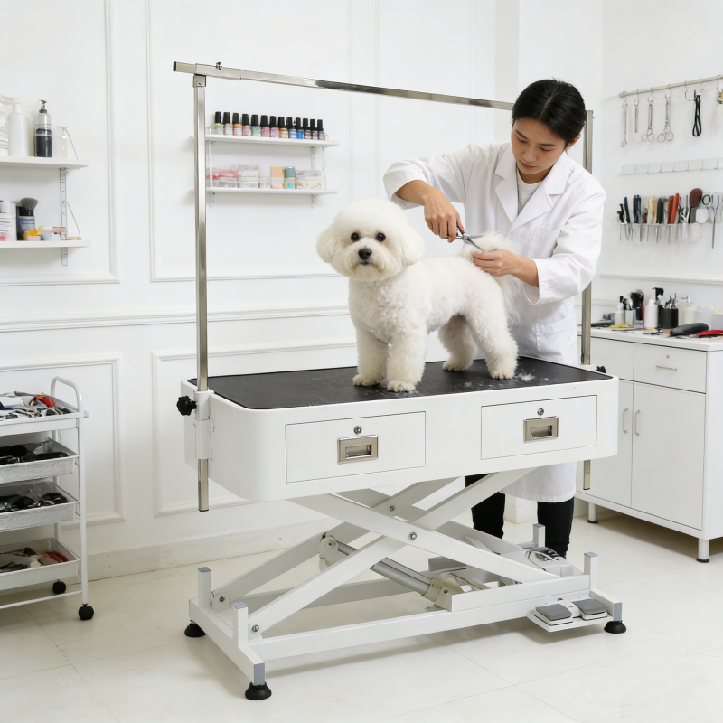 Electric Lift Dog Grooming Table with Drawers