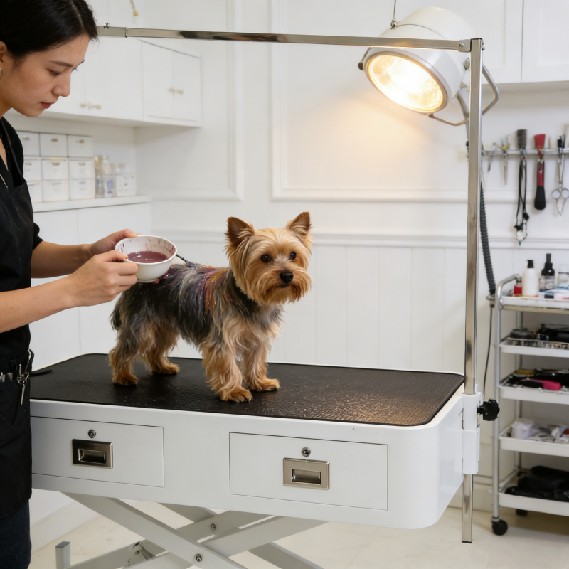 Electric Lift Pet Grooming Table with Drawers