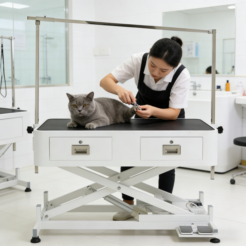 Electric Lift Dog Grooming Table with Drawers