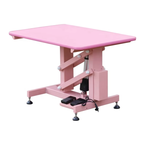 Table de toilettage électrique pour animaux avec commande au pied et plateau coulissant