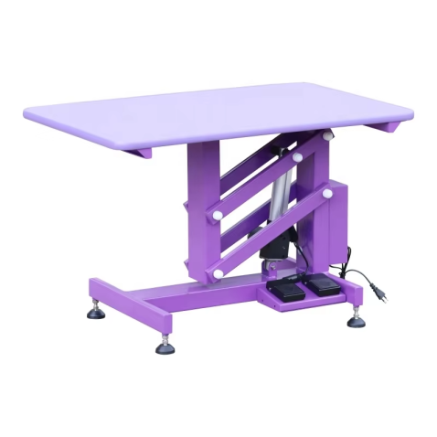 Table de toilettage électrique pour animaux avec commande au pied et plateau coulissant