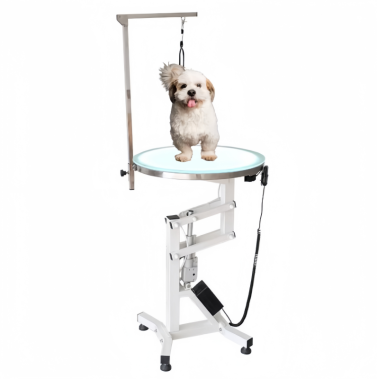 Table de toilettage ronde électrique à LED avec système de levage pour chiens