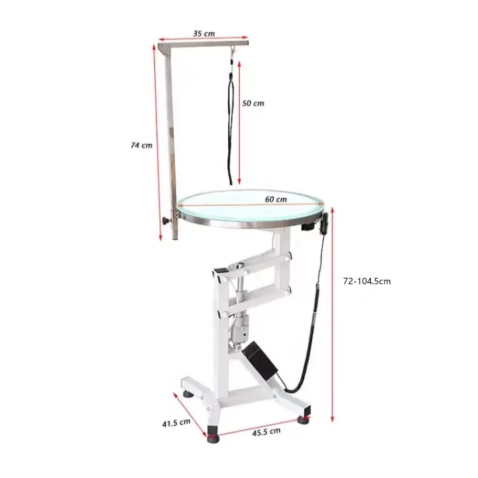 Table de toilettage ronde électrique à LED avec système de levage pour chiens