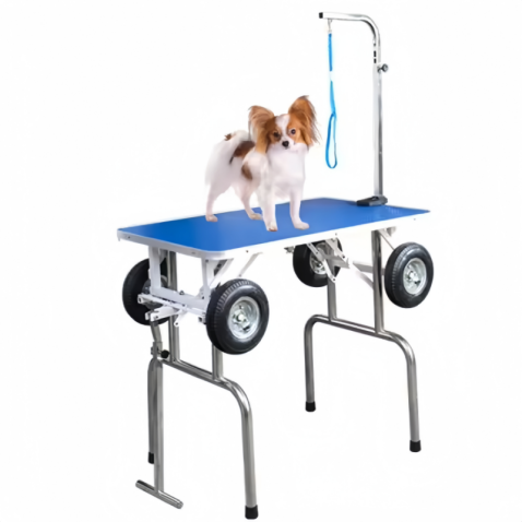 Foldable Pet Grooming Table with Wheels