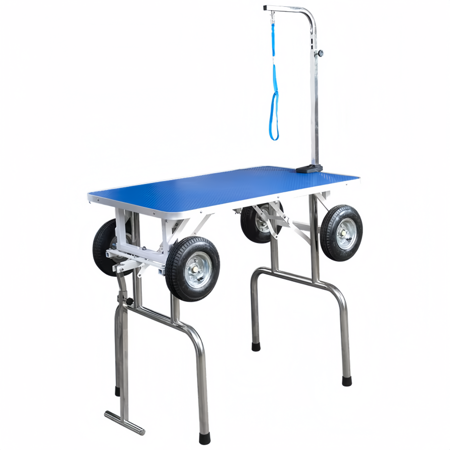 Foldable Pet Grooming Table with Wheels