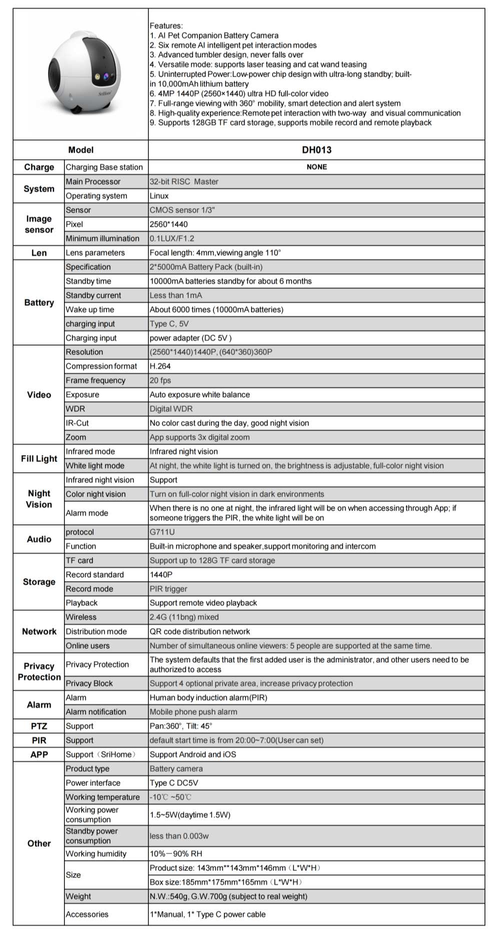Smart Pet Toy AI Robot with 1440P Camera