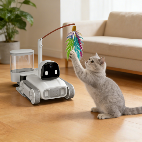 Smart Pet Companion Robot with Camera & Treat Dispenser