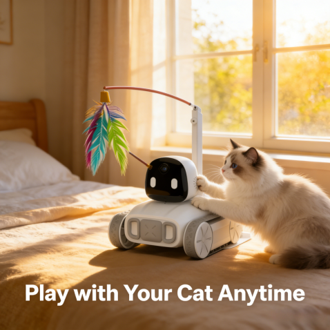 Smart Pet Companion Robot with Camera & Treat Dispenser