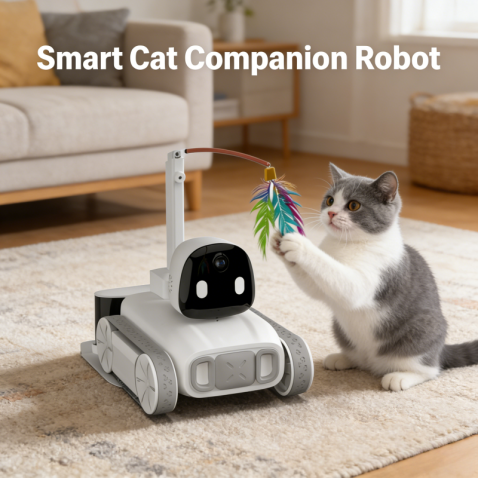 Smart Pet Companion Robot with Camera & Treat Dispenser