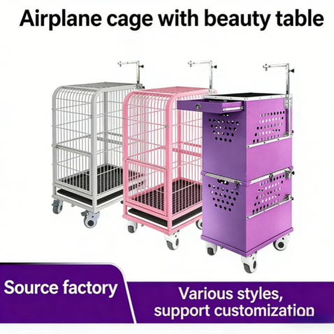 Pet Exhibition Cage Trolley with Grooming Table