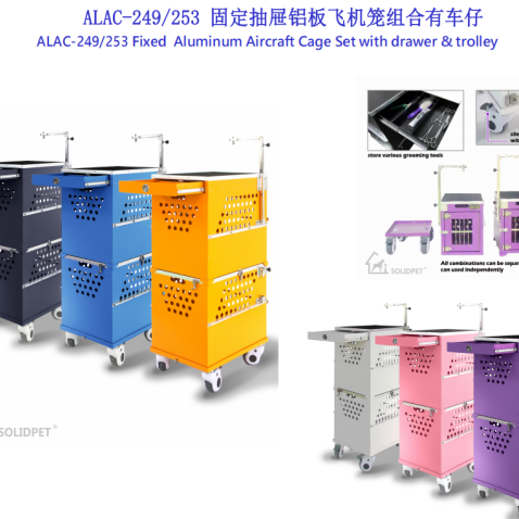 Pet Exhibition Cage Trolley with Grooming Table