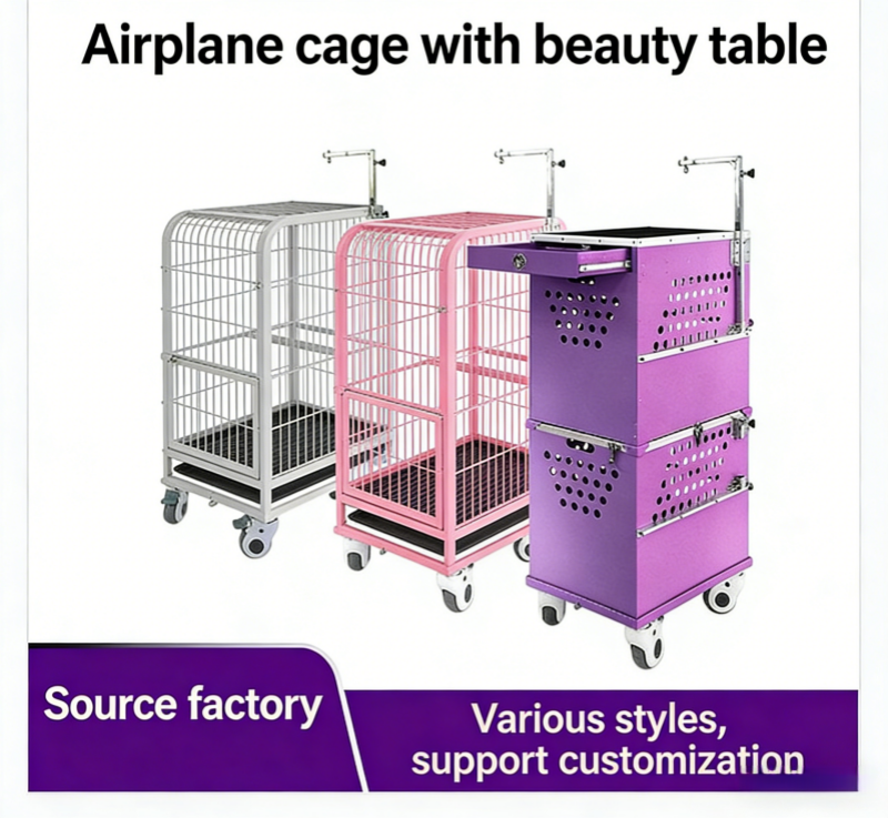 Pet Exhibition Cage Trolley with Grooming Table