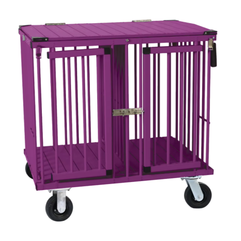 Double Pet Cage Trolley with Wheels