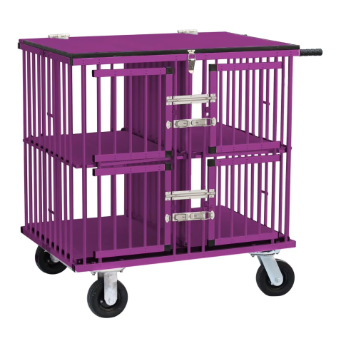 Aluminum 4 Compartment Pet Show Cage Trolley